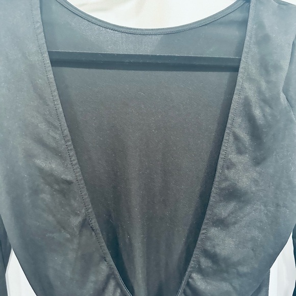 Black, Size med (fits like a small) long sleeve open scoop back bodysuit. - Picture 6 of 7